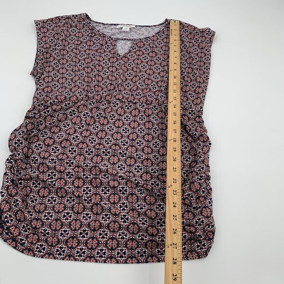 Motherhood Maternity Sleeveless Geometric Pattern Blouse Size XL White Orange - Picture 5 of 5